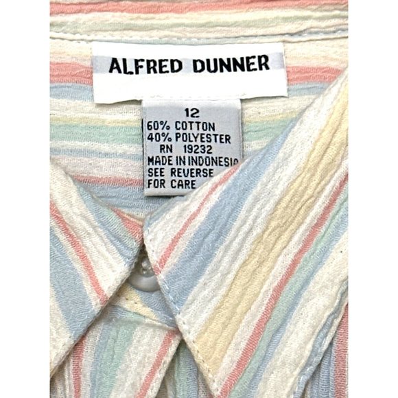 Alfred Dunner Short Sleeve Button Up Cotton Polyester Blend Blouse Size 12 - Picture 5 of 9